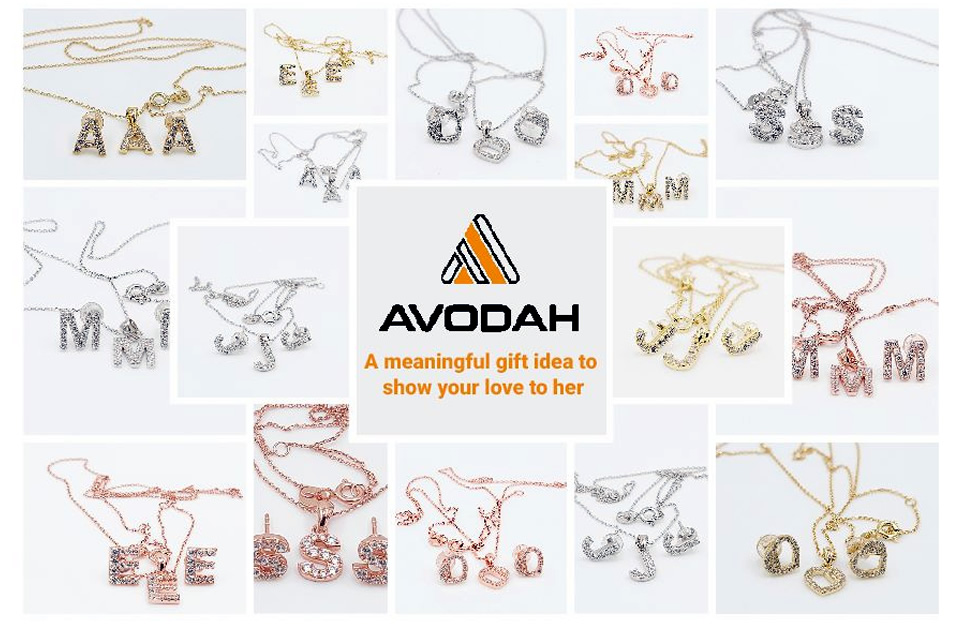 AVODAH Initial Necklace & Stud Earrings Set